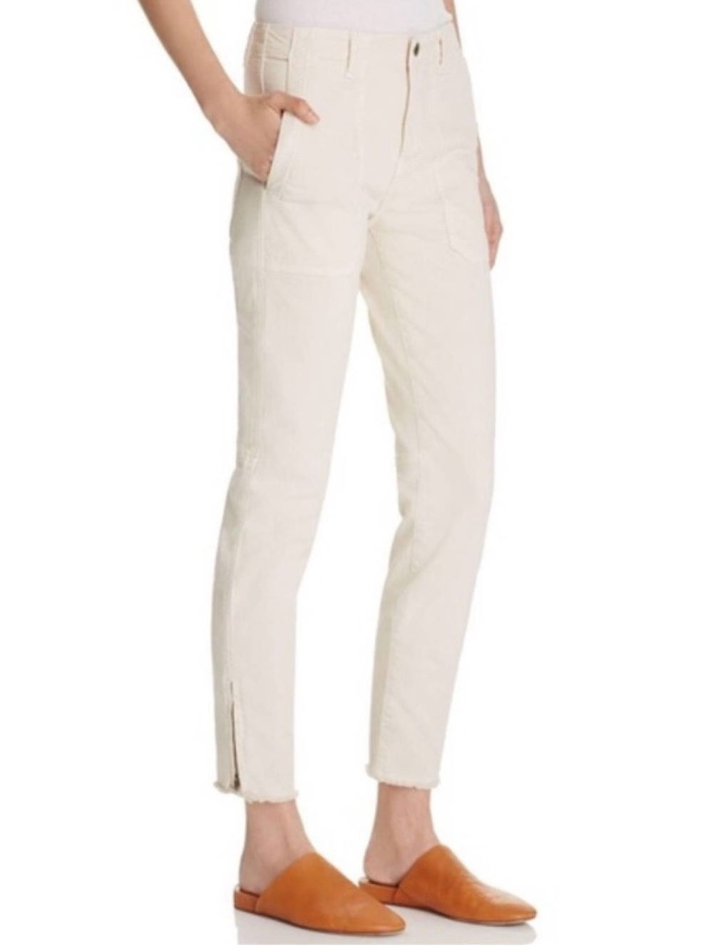 Vince Beige High-Rise Pants with Utility Details